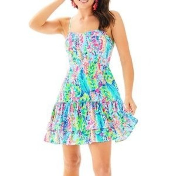 Lilly Pulitzer Dresses & Skirts - Lilly Pulitzer Morgana Dress in Catch the Wave Size 4 Tiered Ruffles #28866